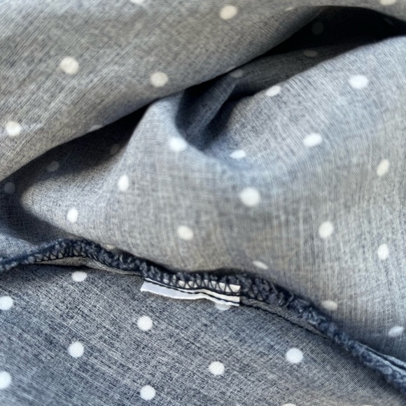 Zara Basic Polka Dot with Lace Midi Dress Navy Blue Tie Belt Medium EUC - Picture 8 of 9